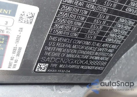 2019 Jaguar F-Pace 30T Portfolio из США, поврежденный, VIN SADCN2GX0KA366698